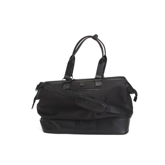 JOAN & DAVID Black 20in Nylon Puffer Weekender With Bottom Zip Compartment - Picture 1 of 2